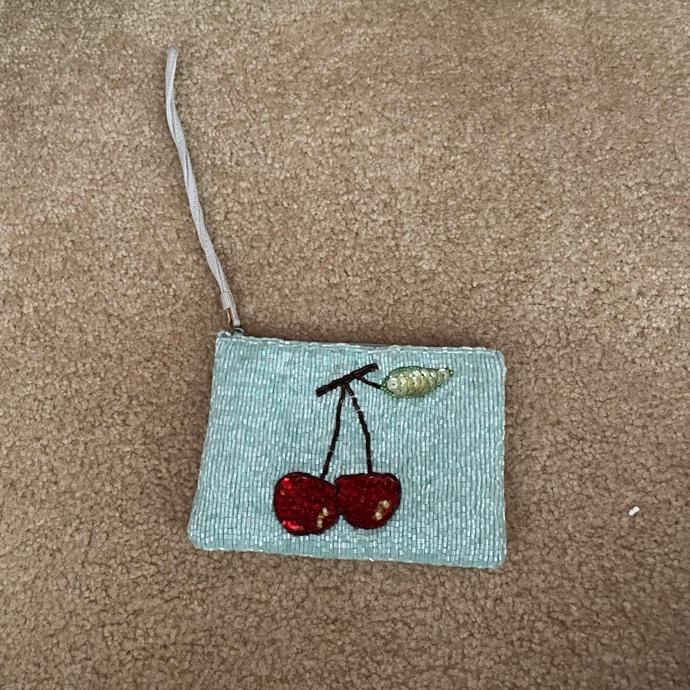Beaded cherry wristlet
